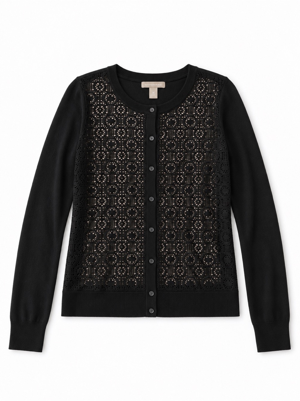 Banana Republic Black Eyelet Front Cardigan